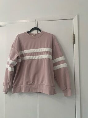C&C California Dusty Pink Crewneck with White Stripes